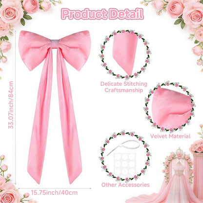 Skiennix Extra Large Pink Velvet Bow - 16x33 Inch Giant Christmas Tree Topper for Festive Decor