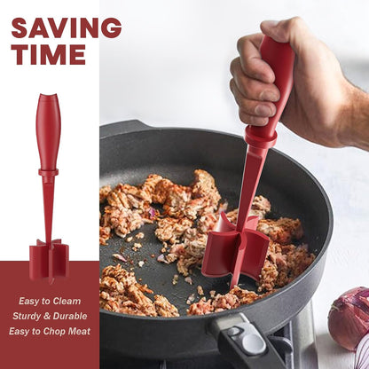 Upgrade Meat Chopper by [Brand Name] - Premium Heat Resistant Hamburger Smasher | Non-Stick Grinder in Red