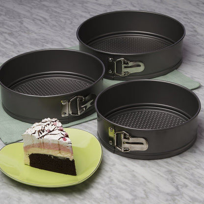 Ecolution Bakeins 3 Piece Springform Pan Set, Gray, 8”, 9”, and 10” Set