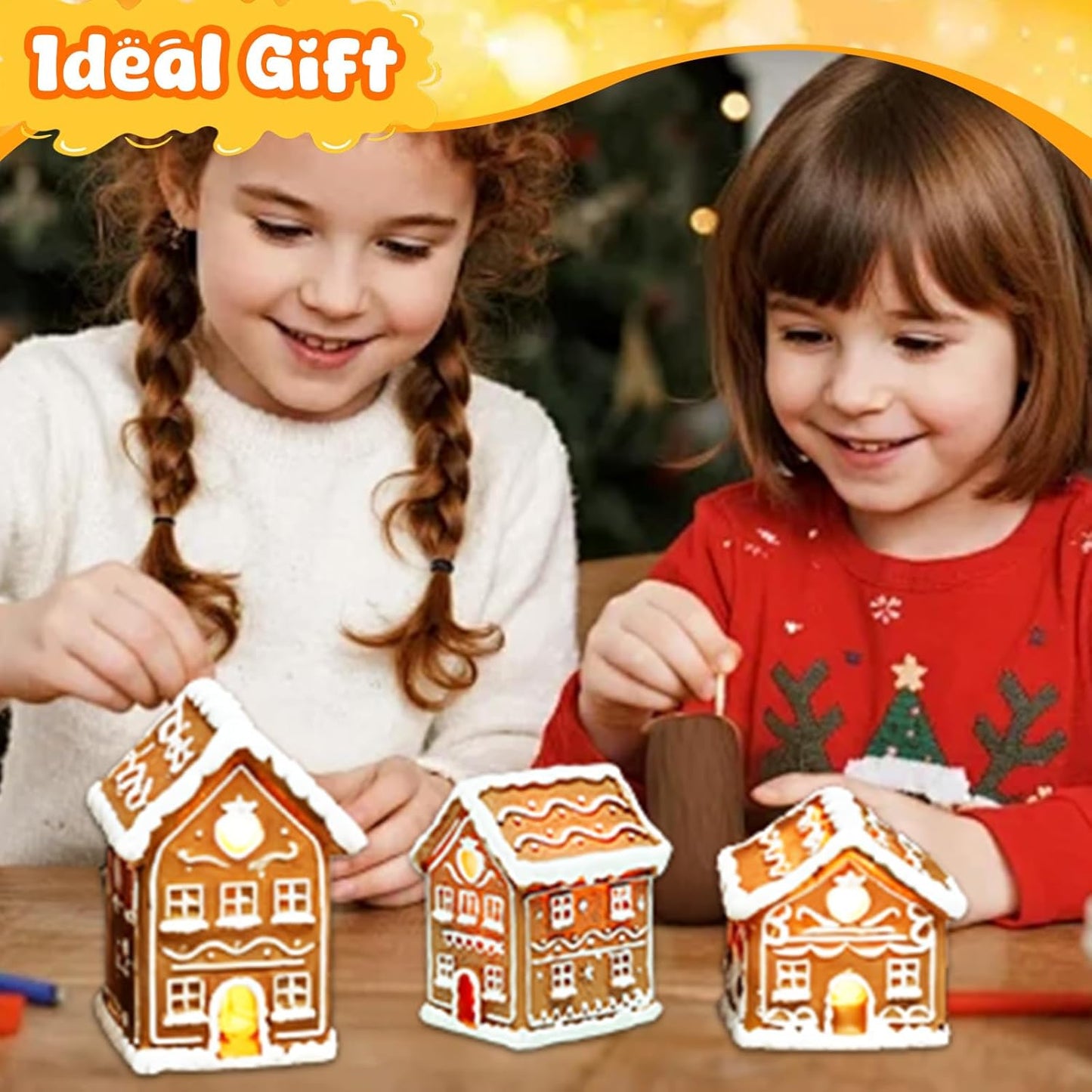 Regine Switzerland Christmas Gingerbread House Kit - 3PCS Mini Village Decorations for Festive Home Decor