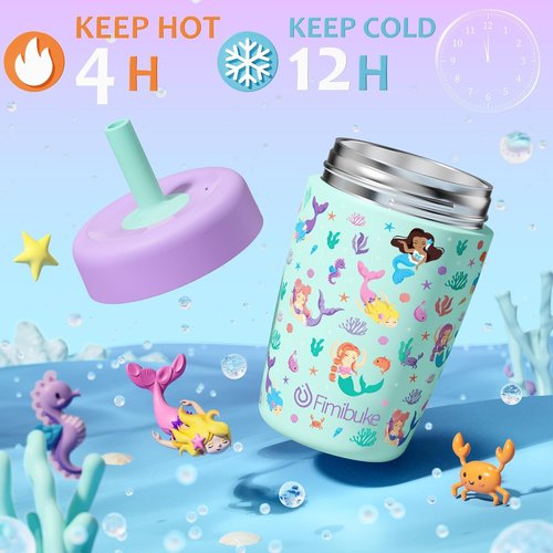Fimibuke Kids Spill-Proof Sippy Cups - 12 OZ Insulated Stainless Steel Tumbler Set | BPA-Free, 2 Pack