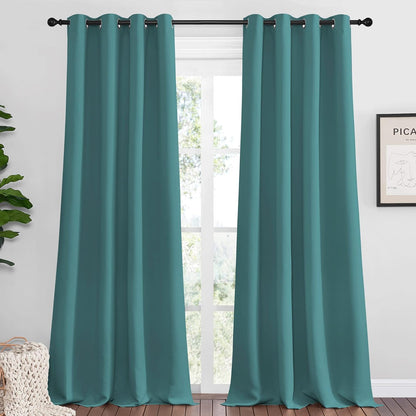 NICETOWN Sea Teal Blackout Curtains - Thermal Insulated Drapes for Large Windows | 120" Length, 55" Wide, 2 Panels