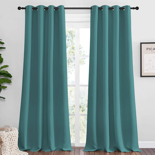 NICETOWN Sea Teal Blackout Curtains - Thermal Insulated Drapes for Large Windows | 120" Length, 55" Wide, 2 Panels
