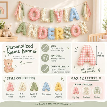 S1 Personalised Name Banner - Custom Fabric Nursery Name Sign