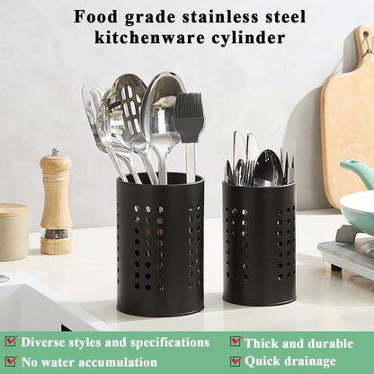 Berglander Kitchen Utensils Holder - Black Stainless Steel Cutlery Organizer for Farmhouse Style Countertops