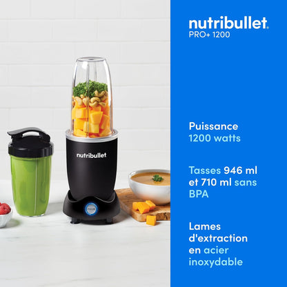 Nutribullet Pro+ 1200 Watt Personal Blender - Pulse Function | Sleek Black Design