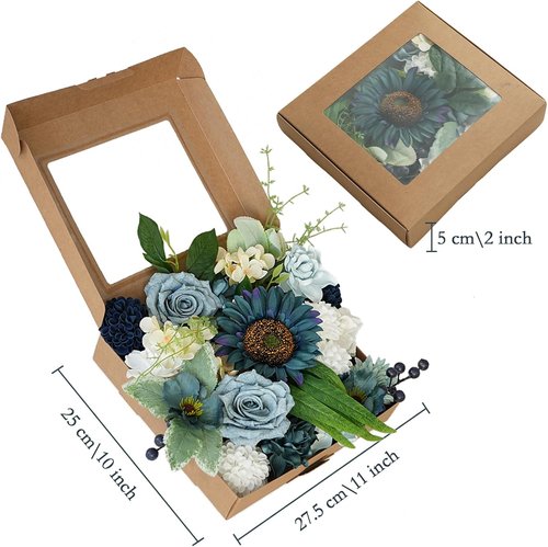 Idyllic Blue Artificial Flower Box - Elegant Wedding Table Centerpiece & Party Decoration
