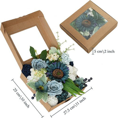 Idyllic Blue Artificial Flower Box - Elegant Wedding Table Centerpiece & Party Decoration