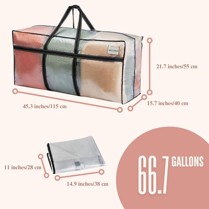 VENO Extra Large Moving Bags - Heavy Duty Storage Solution for College & Holiday Packing | Clear, 2 Pack