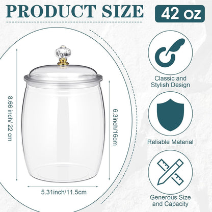 Nuogo 6 Pcs Clear Plastic Candy & Cookie Jars - Airtight Decorative Storage Canisters | 42 oz Classic