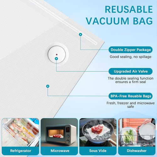 Handheld Vacuum Sealer - Compact Portable Food Sealer with 10 Reusable Bags for Travel & Meal Prep