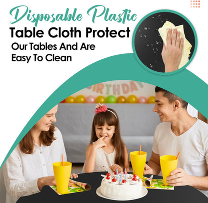 Skiennix 12-Pack Disposable Plastic Tablecloths - 84" Round Table Covers for Parties & Events