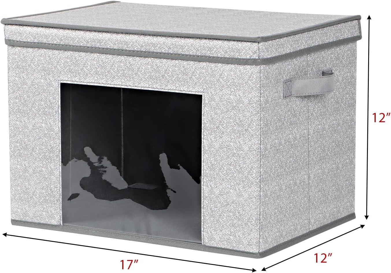 Univivi Foldable Fabric Storage Boxes - Large Collapsible Bins with Lids | 4-Pack Gray Organizer (17" x 12" x 12")