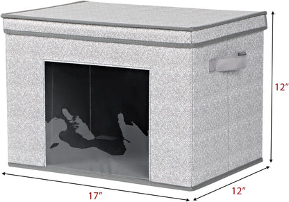 Univivi Foldable Fabric Storage Boxes - Large Collapsible Bins with Lids | 4-Pack Gray Organizer (17" x 12" x 12")