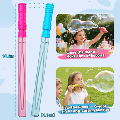 EagleStone Giant Bubble Wands - 24 PCS 14.6" Long Bubble Sticks in 6 Colors | Perfect Outdoor Summer Toys for Kids