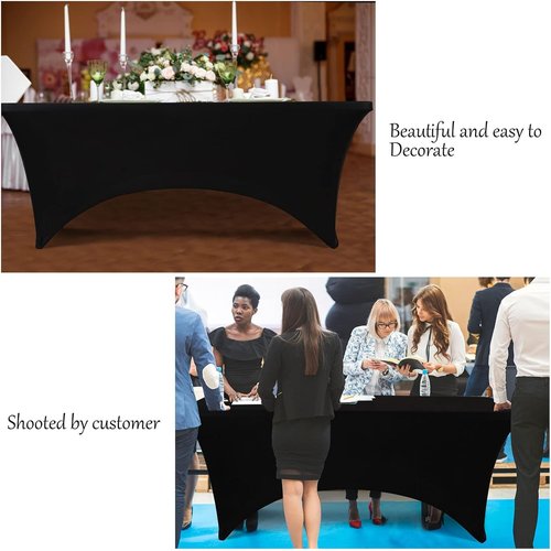 Black Spandex Table Cover by [Brand Name] - Fitted, Washable & Wrinkle Resistant 4ft Rectangle for Events & Parties