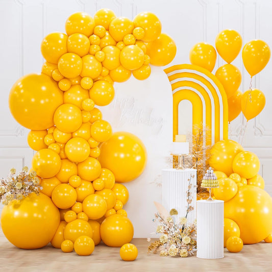 PartyWoo Mustard Yellow Balloon Kit - 155 Pieces in 5 Sizes for Birthday & Baby Shower Decor