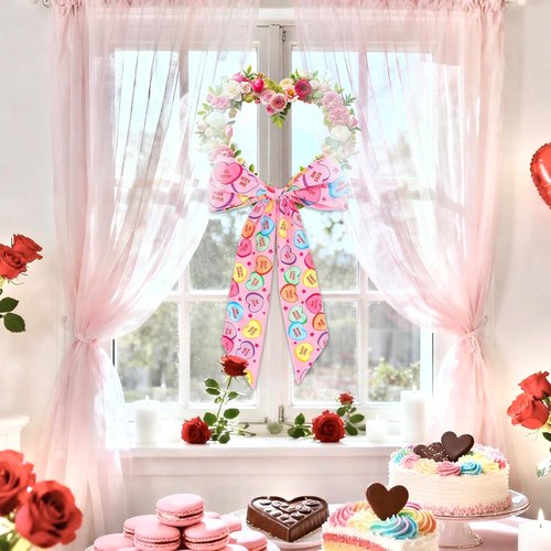 FYSUIMU Valentine's Day Wreath Sash - Heart Garland Ribbon for Indoor/Outdoor Decor | 2-Piece Set