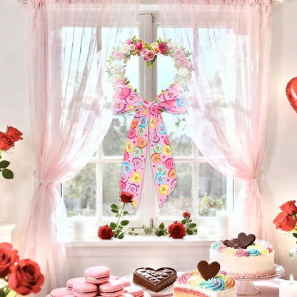 FYSUIMU Valentine's Day Wreath Sash - Heart Garland Ribbon for Indoor/Outdoor Decor | 2-Piece Set
