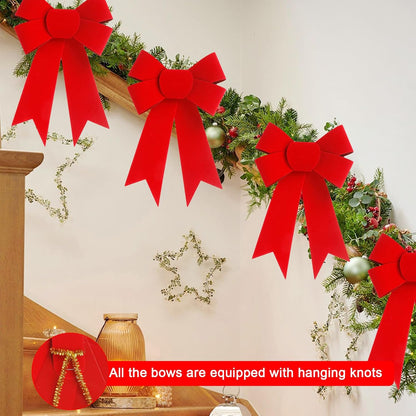 Regine Switzerland 12 PCS Red Velvet Bows - 5x8 Inch Christmas Decorations for Trees & Wreaths