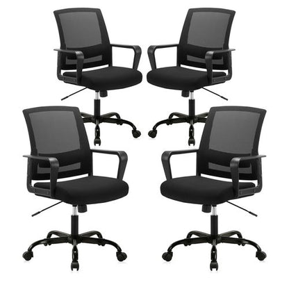 CLATINA Ergonomic Rolling Mesh Desk Chair with Executive Lumbar Support and Adjustable Swivel Design for Home Office Computer Black 4 Pack