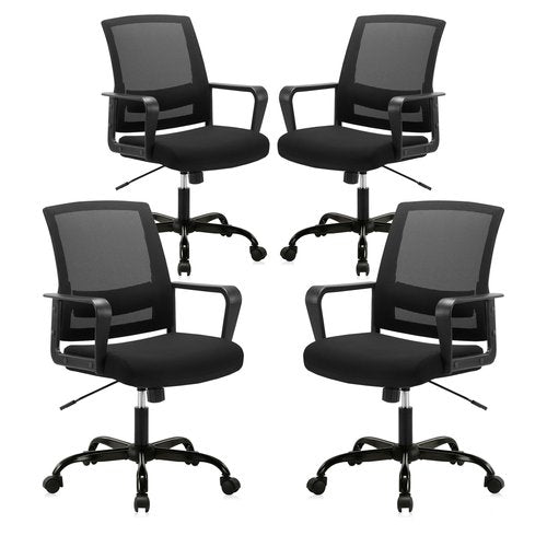 CLATINA Ergonomic Rolling Mesh Desk Chair with Executive Lumbar Support and Adjustable Swivel Design for Home Office Computer Black 4 Pack
