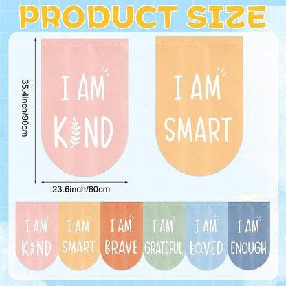 Boho Classroom Curtains 6-Piece Set 35 x 23 in - Positive I Am Affirmation