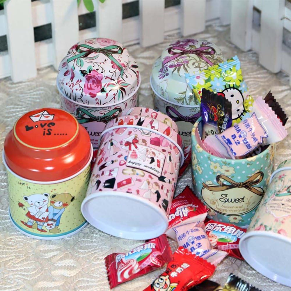 TooGet Elegant Metal Tinplate Tins - Shabby Chic Mini Boxes for DIY Candles, Spices, and Gifts | 6-Pack