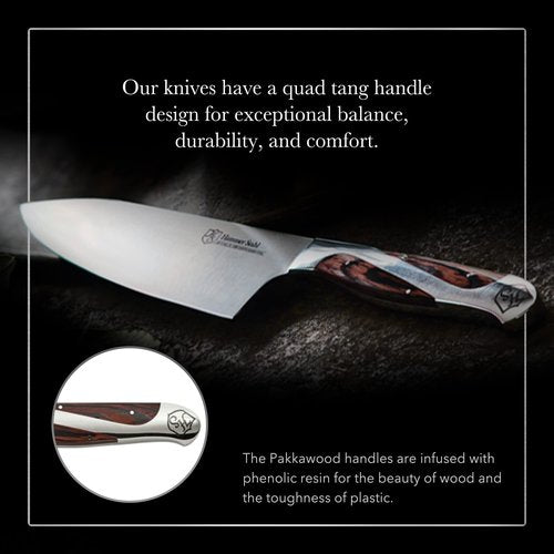 Hammer Stahl 10-Inch High Carbon Chef Knife | Versatile Cooking Knife for Chopping, Slicing & Precision Cutting | German Forged Sharp Kitchen Knife | Ergonomic Quad-Tang Pakkawood Handle & Gift Box