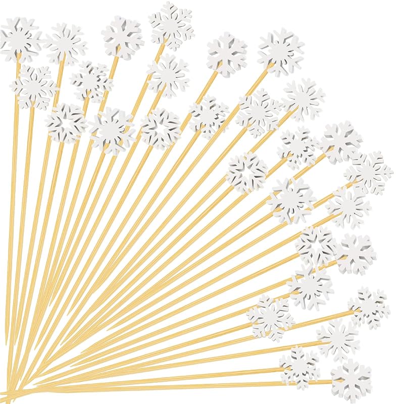 100 Snowflake Cocktail Picks - 6 Styles 4.7in Christmas Toothpicks, Variation of THIS listing: 4.7 IN|Snowflake Picks 100