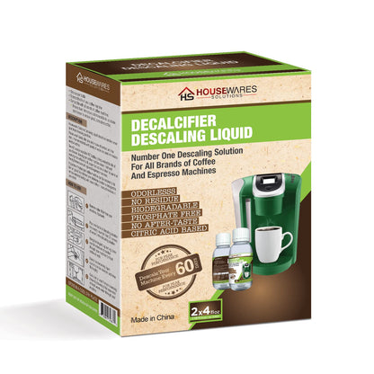 Descaling Solution for All Brands of Coffee and Espresso Machines By Housewares Solutions - 4 Fluid Ounce Bottle (2-Pack)