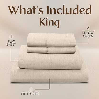 Utopia Bedding King Size Sheet Set - Soft & Breathable 4-Piece Microfiber Bed Sheets | Oeko Tex (Heather Beige)