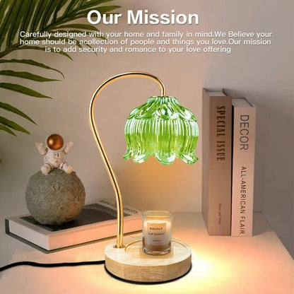 SupBri Dimmable Flower Candle Warmer Lamp, Green Candle Warmer with Timer & 4Bulbs, Birthday Chirstmas Gifts for Women Mom, Unique Home Decor for Bedroom Fits All Jar Candle