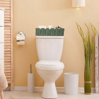 Skiennix Toilet Paper Storage Basket - Stylish Wicker Organizer for Bathroom, Kitchen, or Nursery - Green