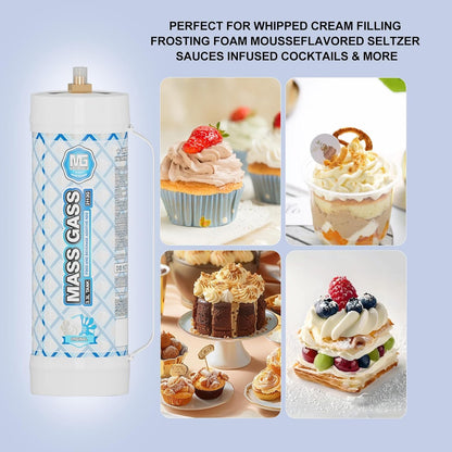 MassGass Whipped Cream Charger 2112g 3.3L Cream Chargr Unflavored Food Grade 99.9% Purity, 1-Pack