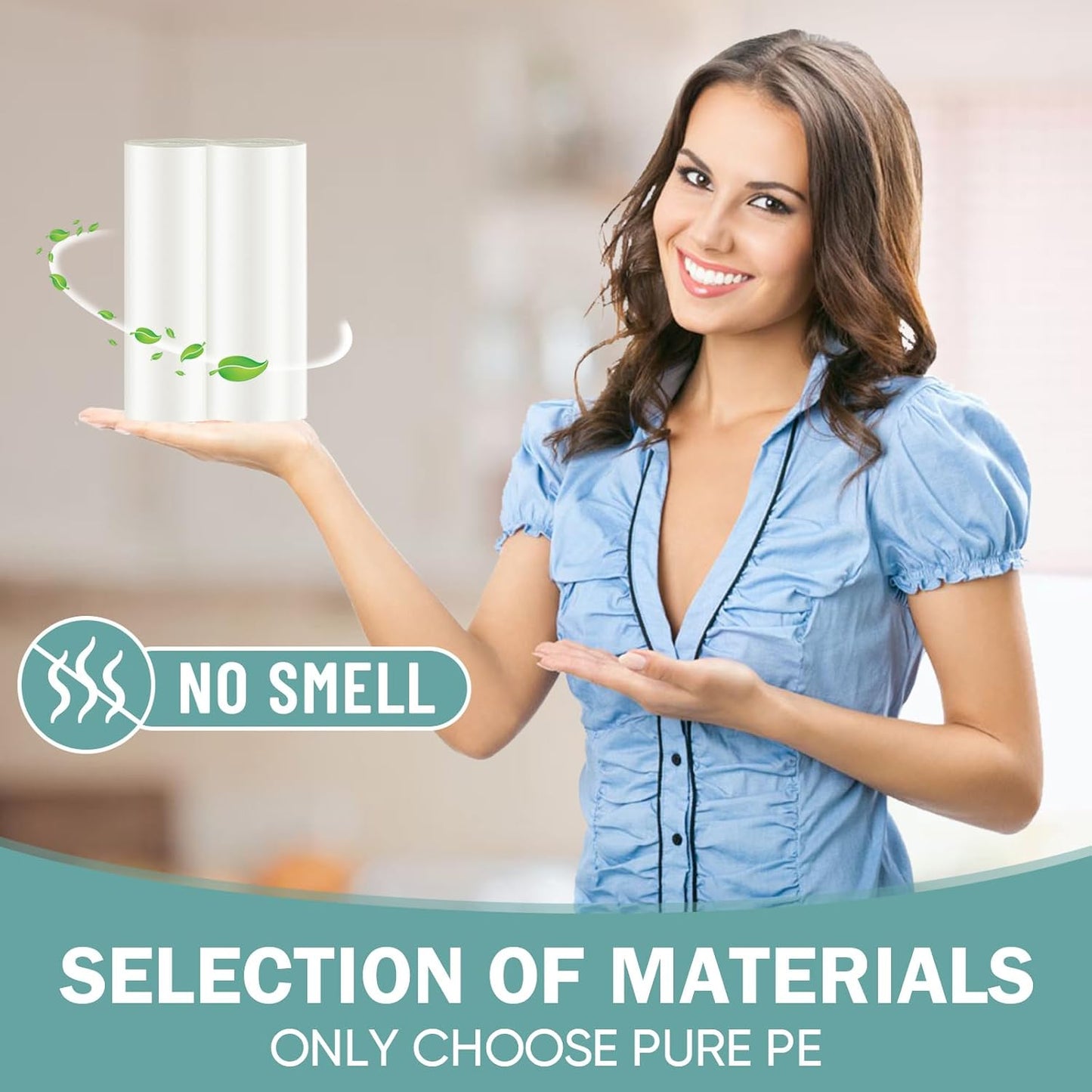 Skiennix Small Trash Bags - 100 Count Leakage-Proof 4 Gallon Garbage Liners | Unscented White Mini Bags