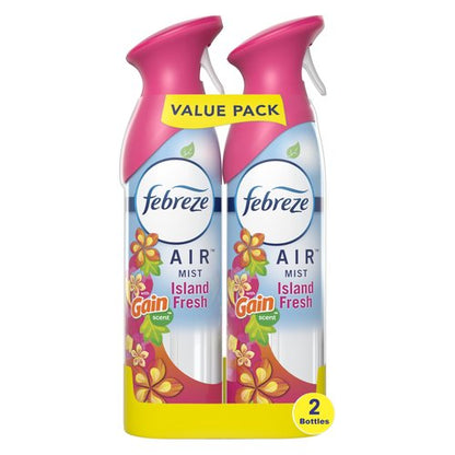 Febreze Air Mist Air Freshener Spray, Odor-Fighting Room Spray, Air Fresheners for Home and Bathroom and Kitchen, Aerosol Can, Gain Island Fresh Scent, 8.8oz, (Pack of 2)