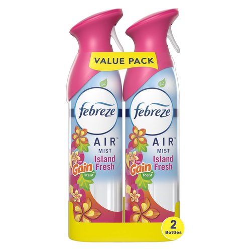 Febreze Air Mist Air Freshener Spray, Odor-Fighting Room Spray, Air Fresheners for Home and Bathroom and Kitchen, Aerosol Can, Gain Island Fresh Scent, 8.8oz, (Pack of 2)