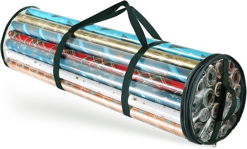 Hearth & Harbor Wrapping Paper Storage Container - Tear-Proof Organizer Holds Up to 14 Rolls | Clear Design