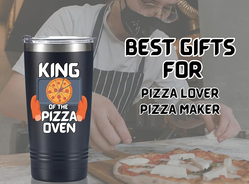Pizza Themed Stainless Steel Tumbler with Lid & Straw – 20oz Gift for Pizza Lovers