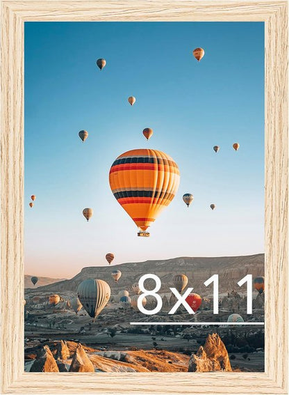 JCJMY 8x11 Picture Frame - Versatile Wall & Tabletop Display | Natural Finish for Horizontal or Vertical Mounting