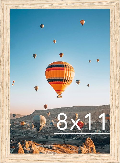 JCJMY 8x11 Picture Frame - Versatile Wall & Tabletop Display | Natural Finish for Horizontal or Vertical Mounting