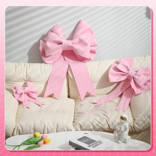 Giegxin Large Pink Bow Set - 3D Decorative Bows for Weddings, Birthdays & Christmas | 12-30 Inch Sizes