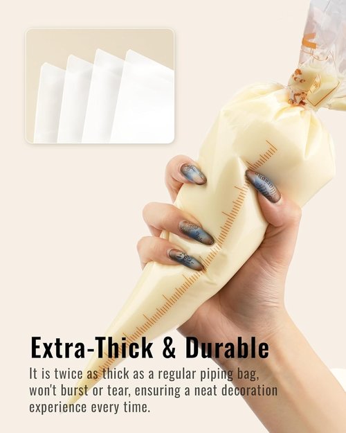 Bake Choice 16-Inch Large Piping Bags - 100PCS Thickened Disposable Anti-Burst Frosting Bags for Cake & Cookie Decorating