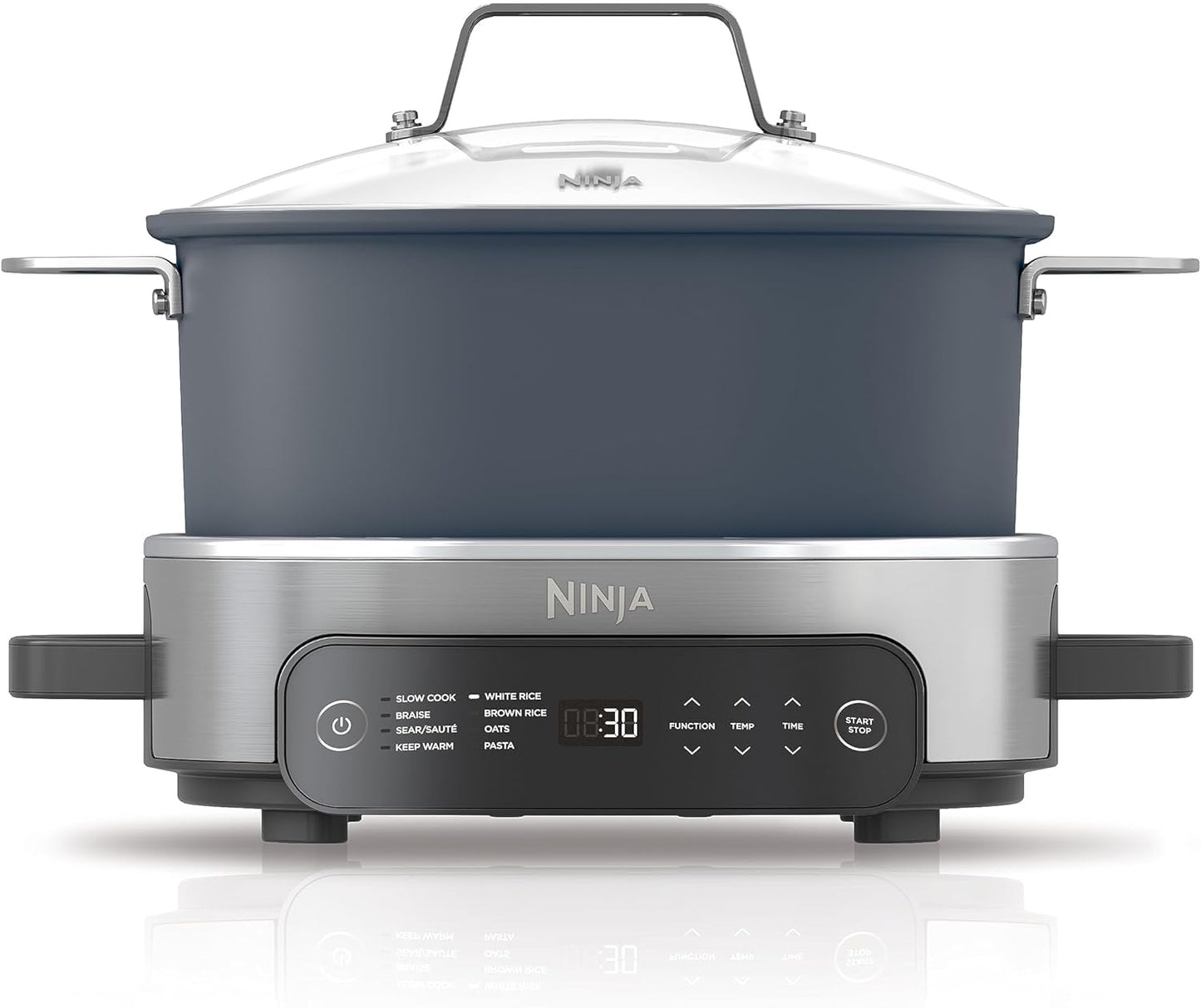 Ninja MC1101 Foodi Cooker Pro - 8-in-1 Versatility, Family-Sized 6.5 Quart, Adjustable Temp Control, Midnight Blue