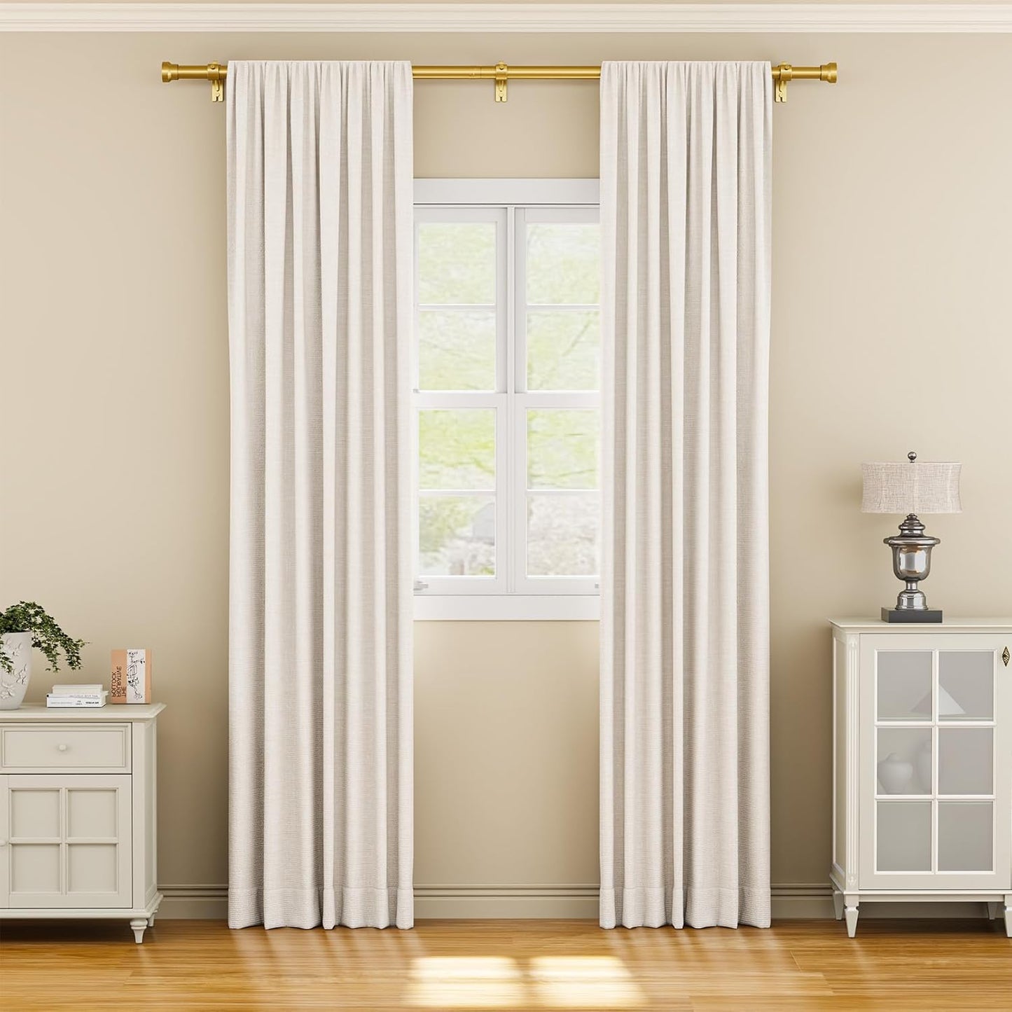 YaFex Curtain Rods - Heavy Duty 1 Inch Adjustable Window Treatment Rods | 32-84 Inch, Modern Gold Design