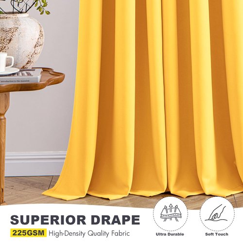 MIULEE Yellow Blackout Curtains - Bedroom Window Treatment Curtains Thermal Insulated Room Darkening Drapes for Living Room Kitchen Grommet Light Blocking Drapery, 40 x 45 Inches Long, 2 Panels