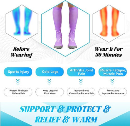 IRAMY Compression Ankle Support Socks - Moisture-Wicking Knee High Design | 3 Pack Set