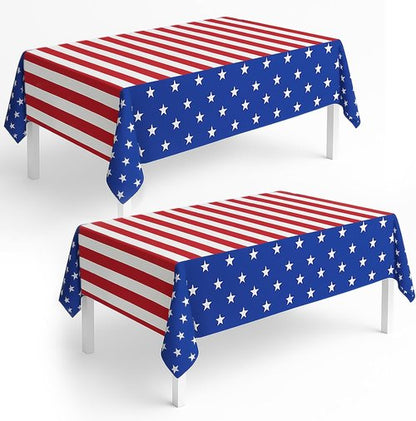American Flag Tablecloths by [Brand Name] - 2 Pack, 54" x 108" Disposable Patriotic Decor for 4th of July Parties