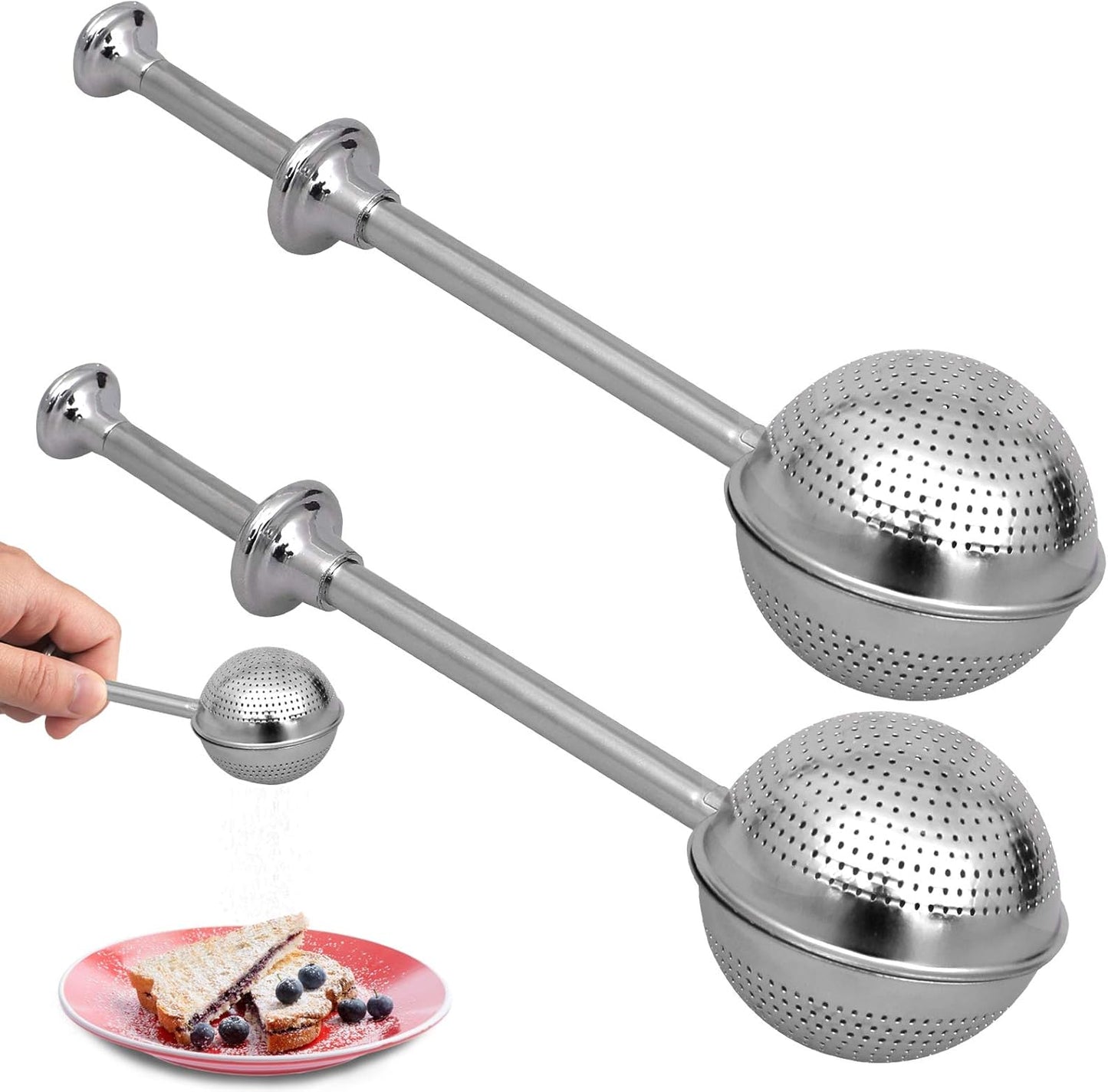 Skiennix Bakers Dusting Wand - Stainless Steel Flour Duster for Sugar & Spices | 2 Pcs Set